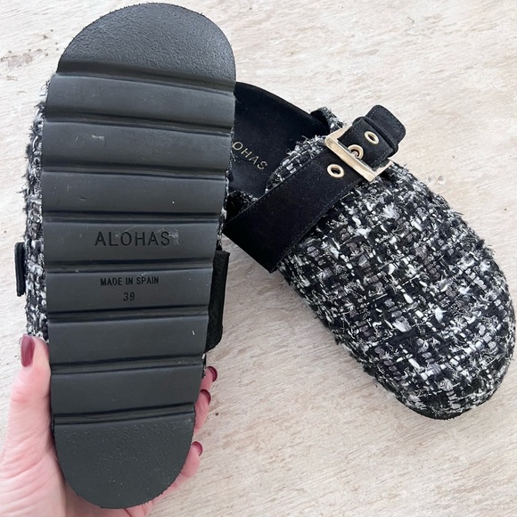 ALOHAS Black tweed slide clog sandal size 39 which is an 8 - 8.5 women’s - Picture 5 of 6